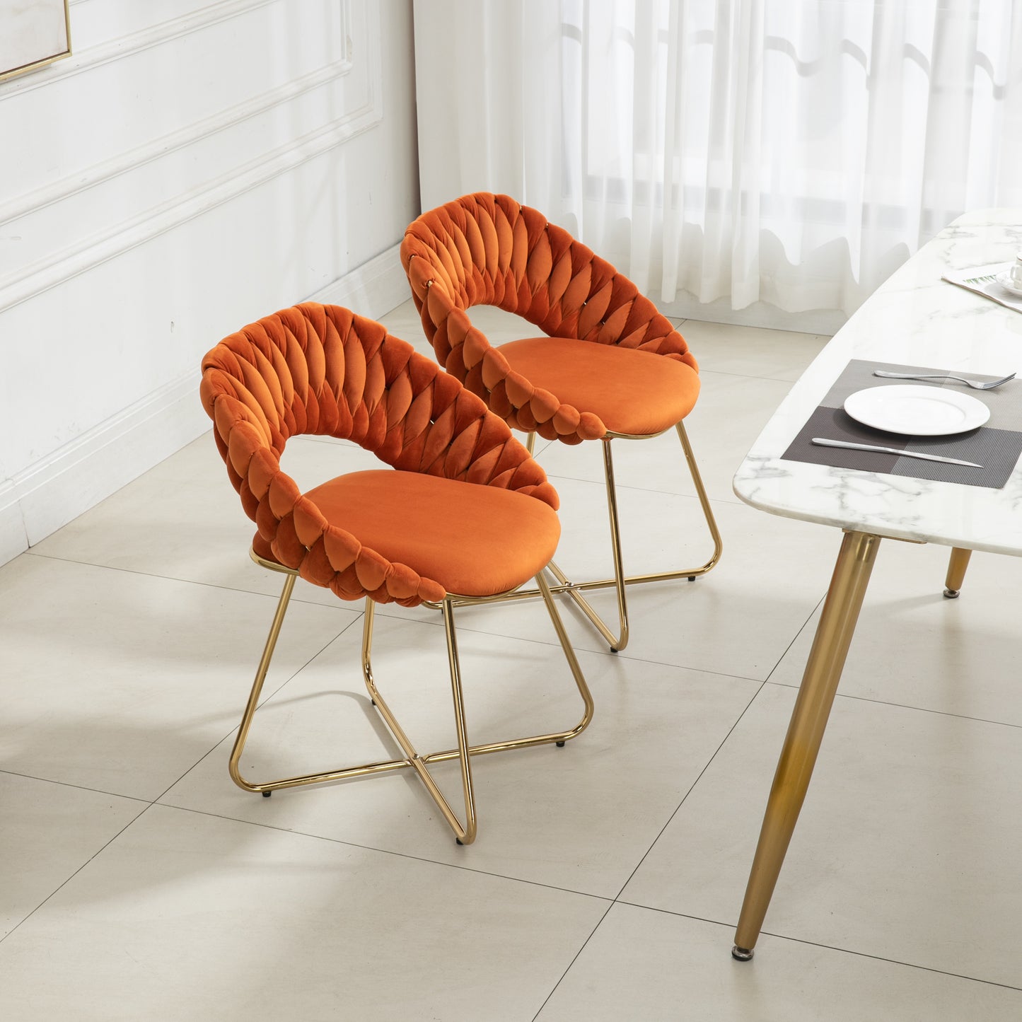 Oxitil Orange Accent Chairs Set of 2