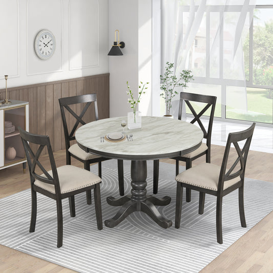Orisfur 5 Pieces Dining Table and Chairs Set f
