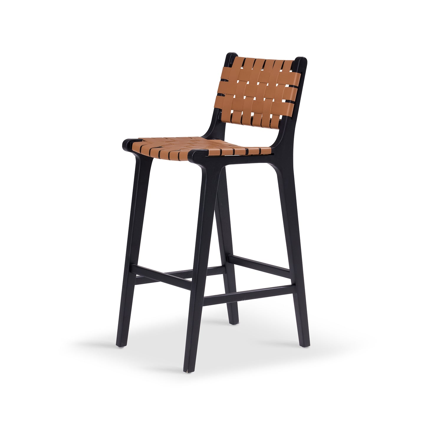 Woven Leather Counter Stool