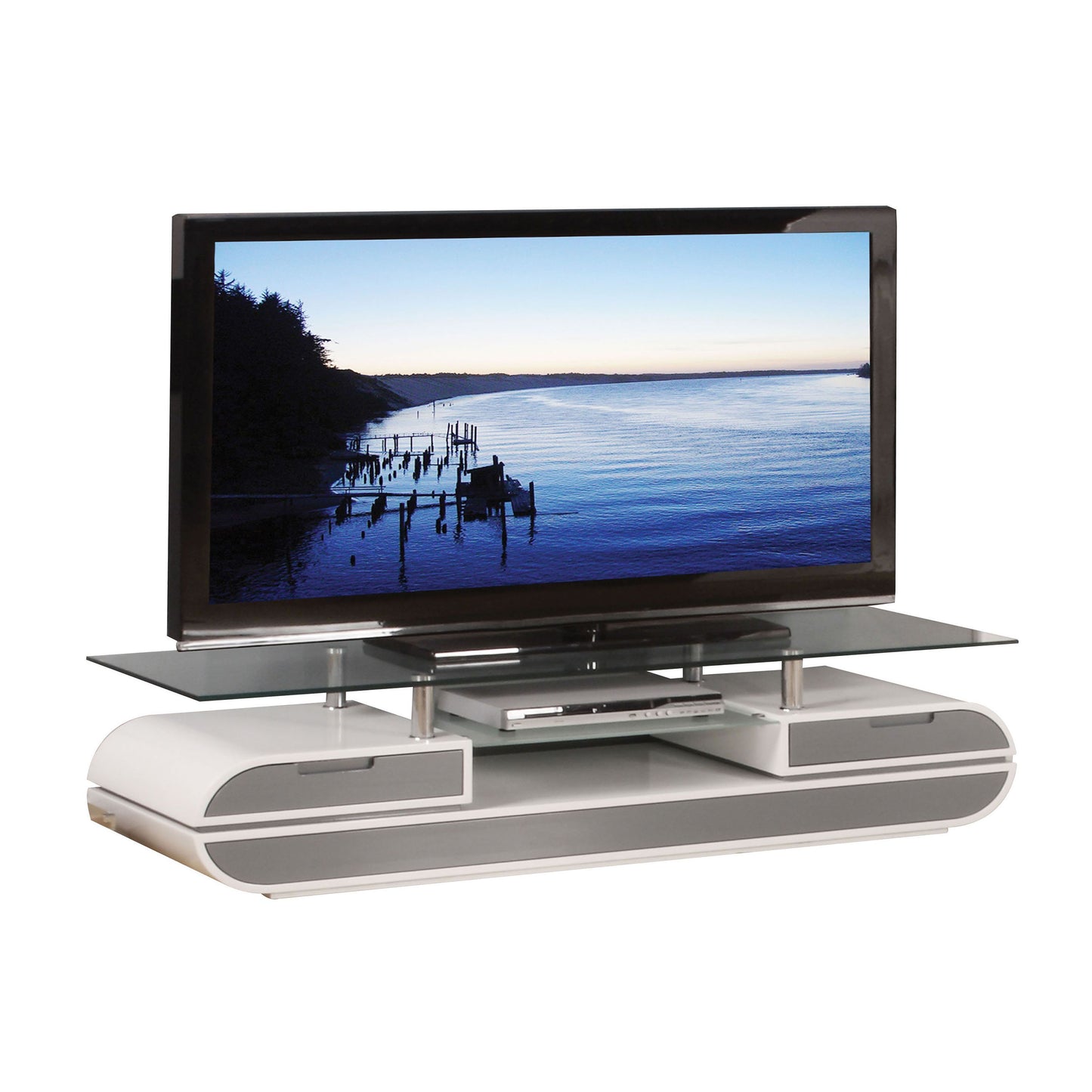 Lainey TV Stand in White & Gray