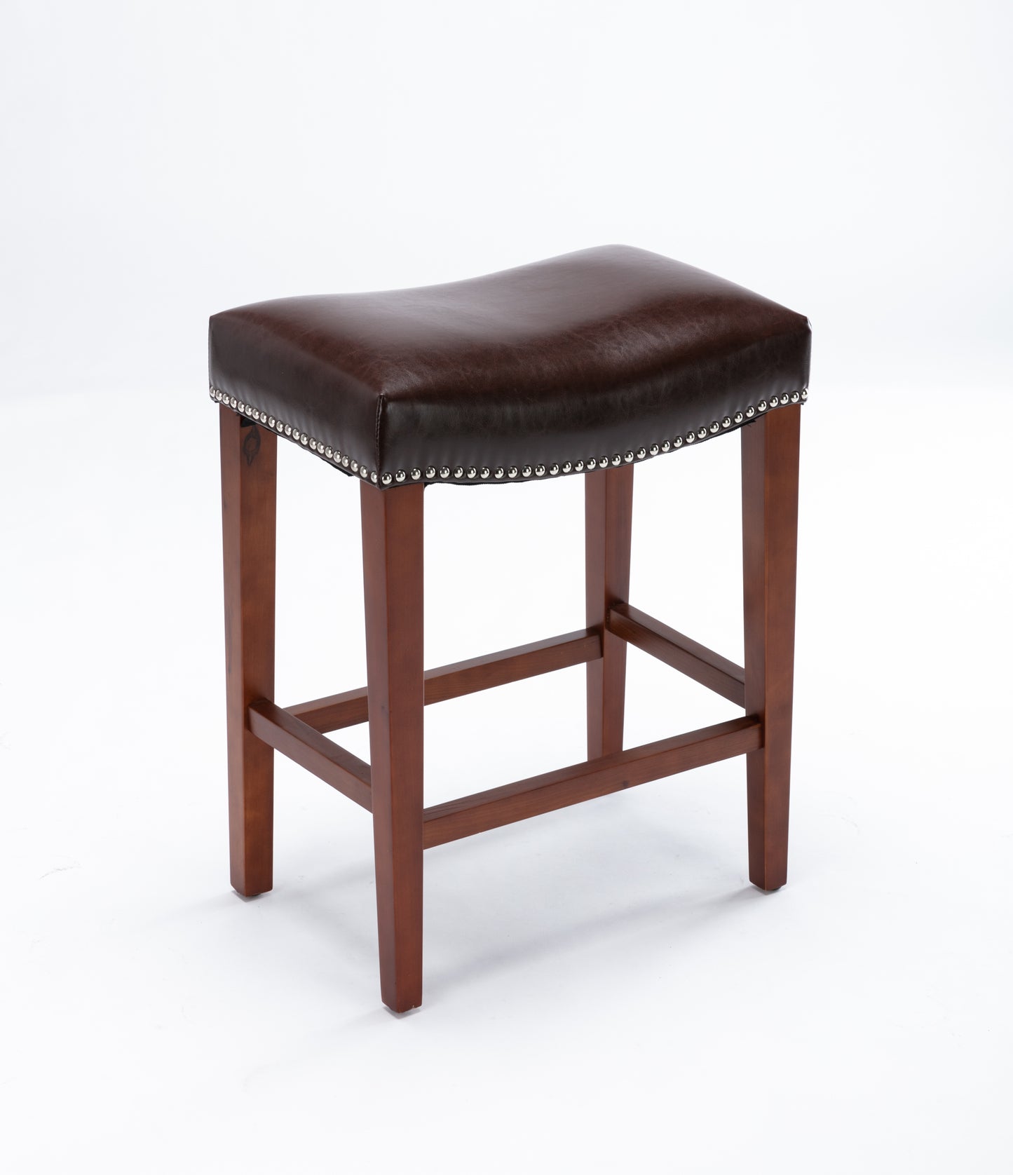 Dark Brown Leather Barstool Set of 2