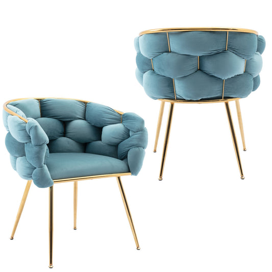 Blue Luxury Modern Simple Leisure Velvet Single Sofa Chair Set of 2