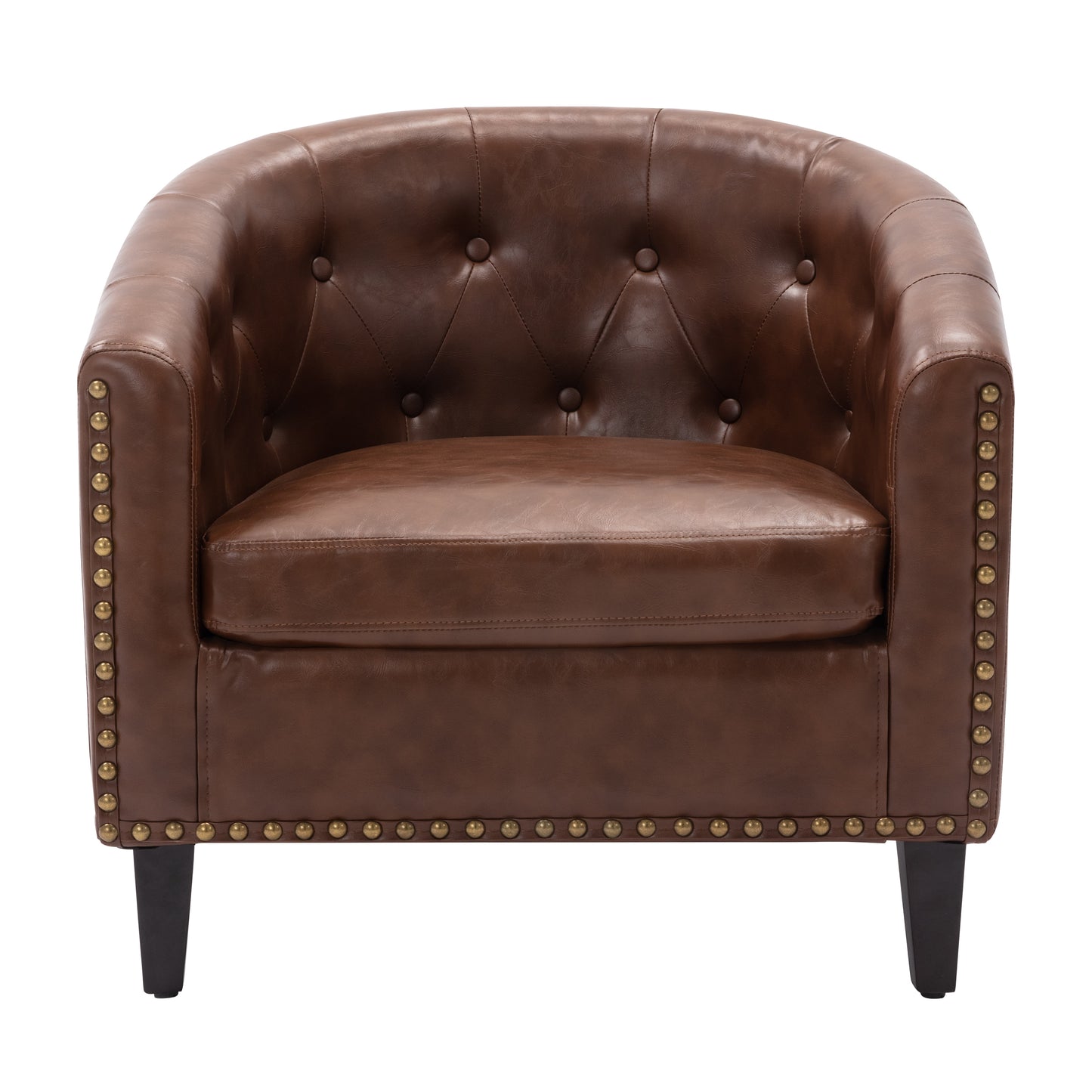 Leather Tufted Barrel Chair