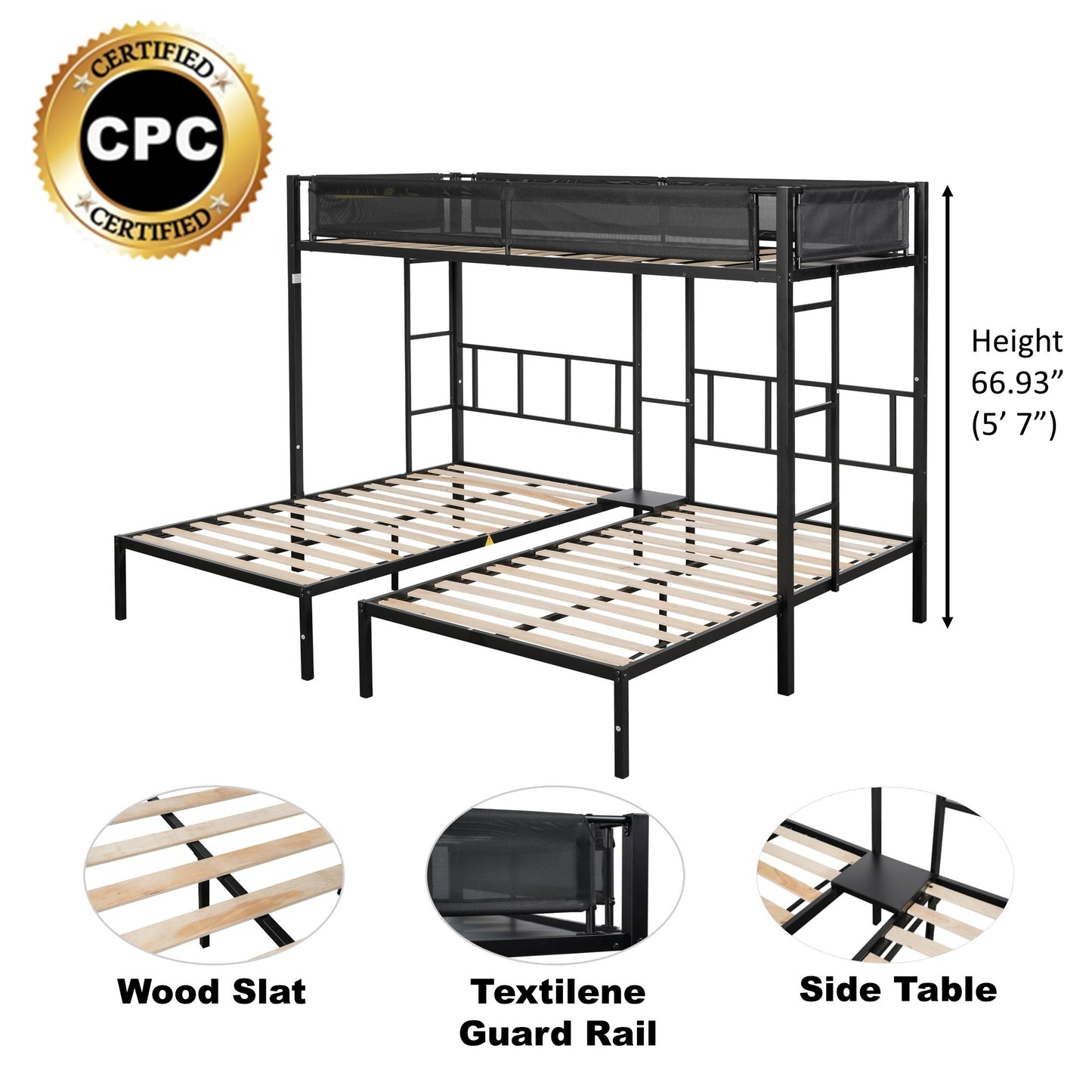 Metal Triple Twin Bunk Bed