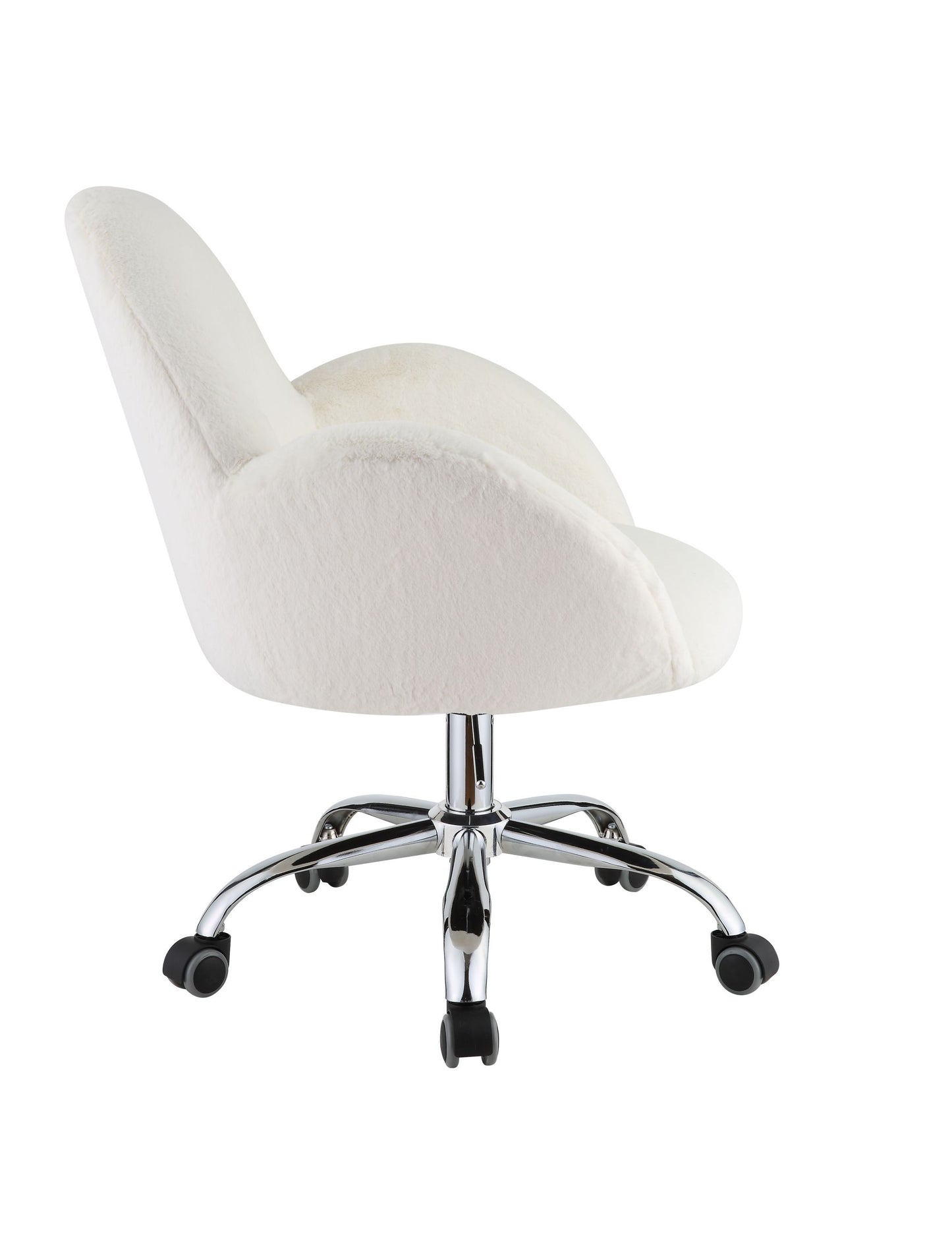 Jago Office Chair in White Lapin & Chrome Finish