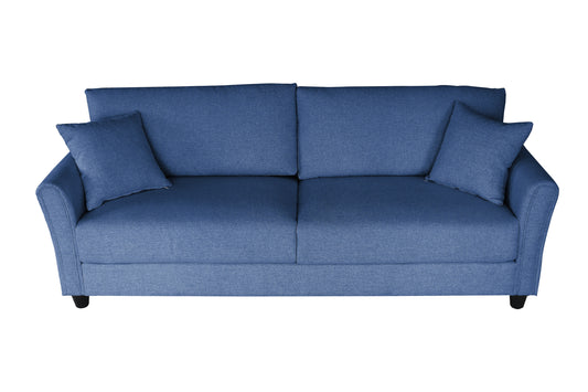 Blue three-seat sofa, linen