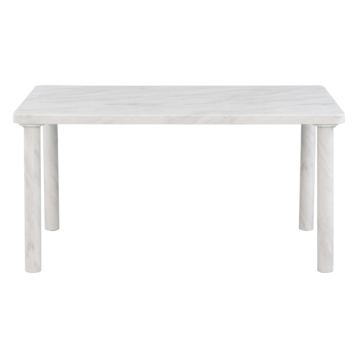 6-Piece Dining Table Set with Marble Veneer (White+Blue)