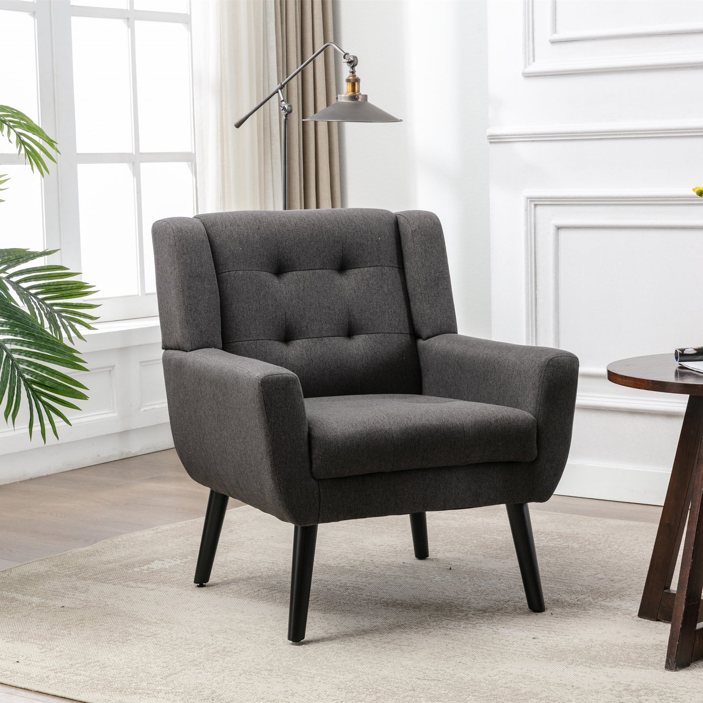 Modern Soft Linen  Ergonomic Accent Chair