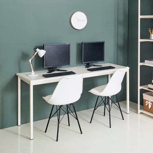Harry Contemporary Wood and Metal Computer Desk in Ivory