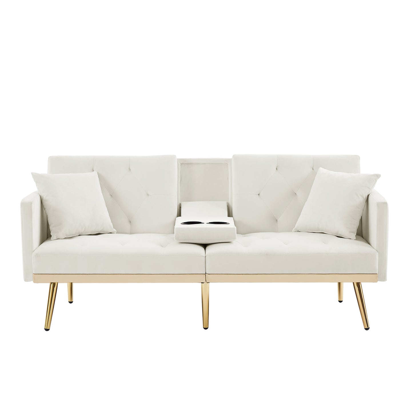 Cream White VELVET SOFA BED