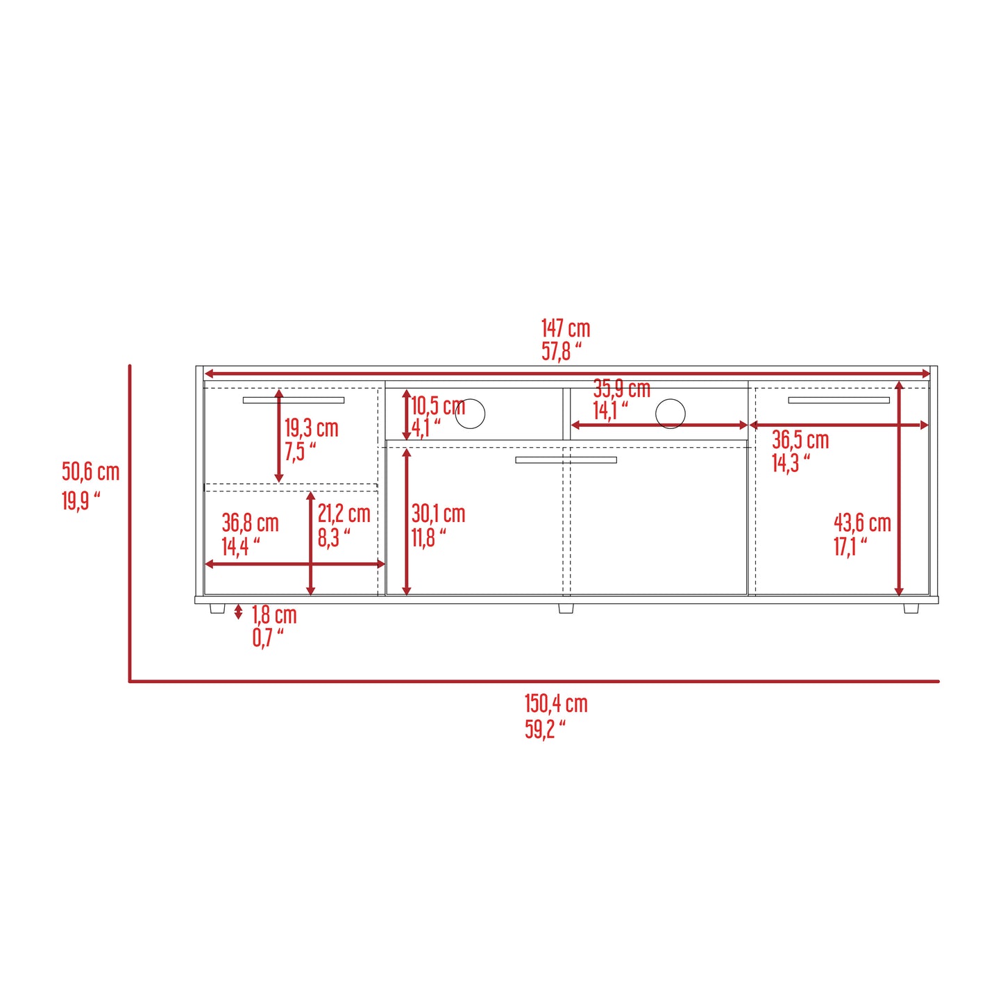 Brock Rectangle 2-Door TV Stand Dark Walnut