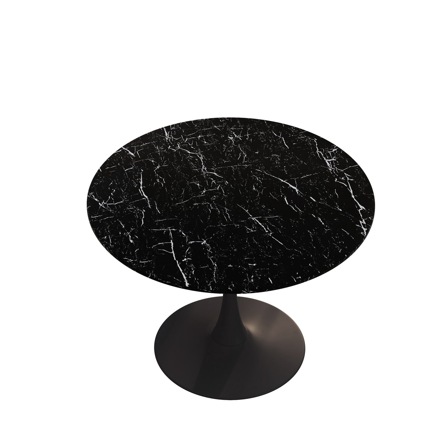 Modern Round Dining Table with Printed Black Marble Table Top