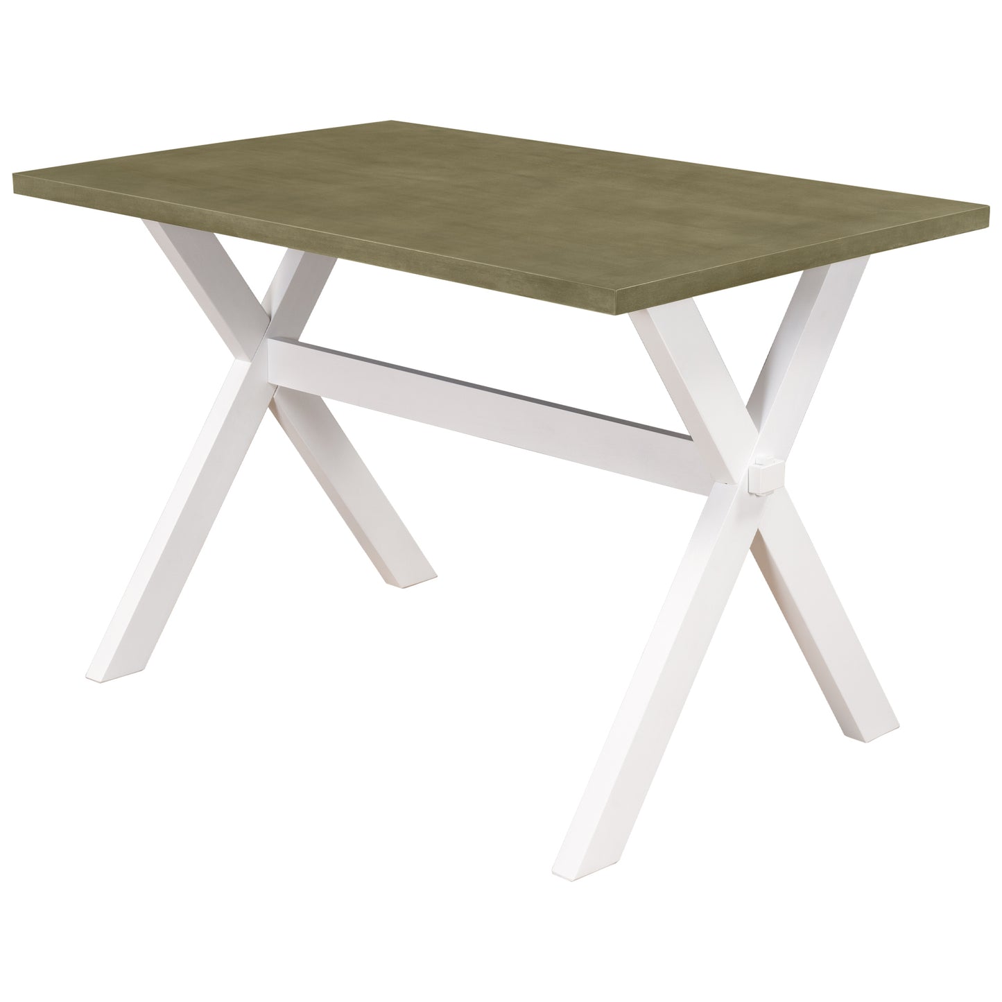 Rustic Farmhouse Wood Kitchen Dining Table, White/Green