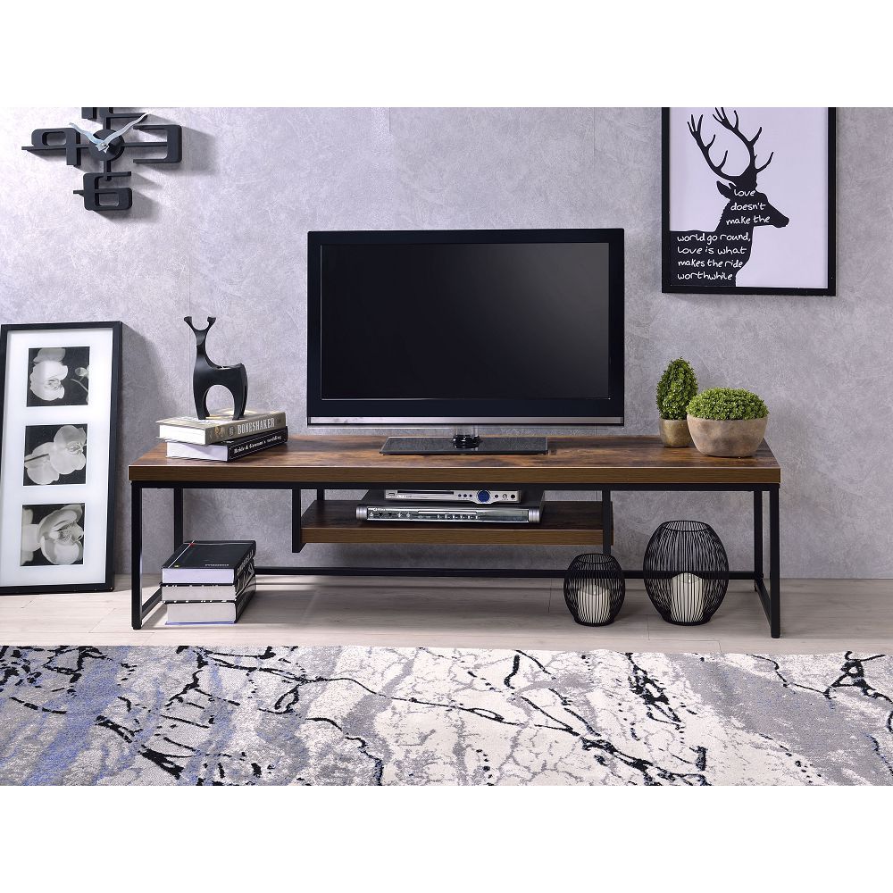 ACME Bob TV Stand in Weathered Oak & Black