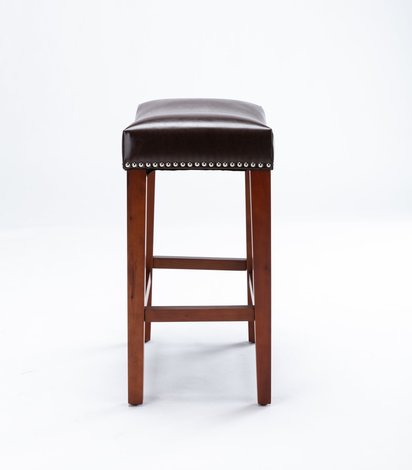 Dark Brown Leather Barstool Set of 2