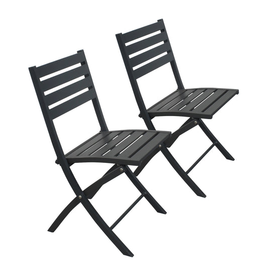 2PCS Outdoor/Indoor Aluminum Folding Patio Dining Chairs -Grey