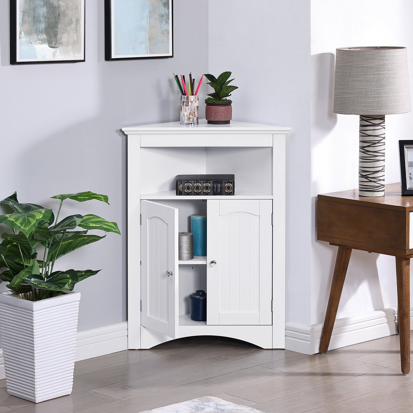 sideboard cabinet,corner cabinet,Bathroom Floor Corner Cabinet with Doors and Shelves, Kitchen, Living Room,Free Standing Storage Cabinet for Bathroom