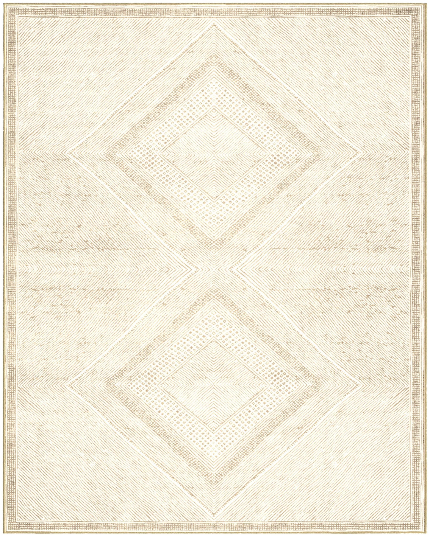 Benzara Beige and White Viscose Area Rug 8x10