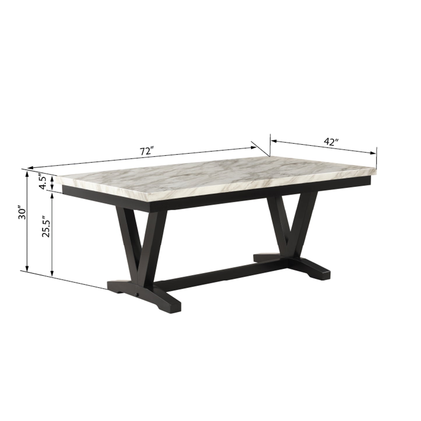 6-piece Dining Table Set with Faux Marble Top