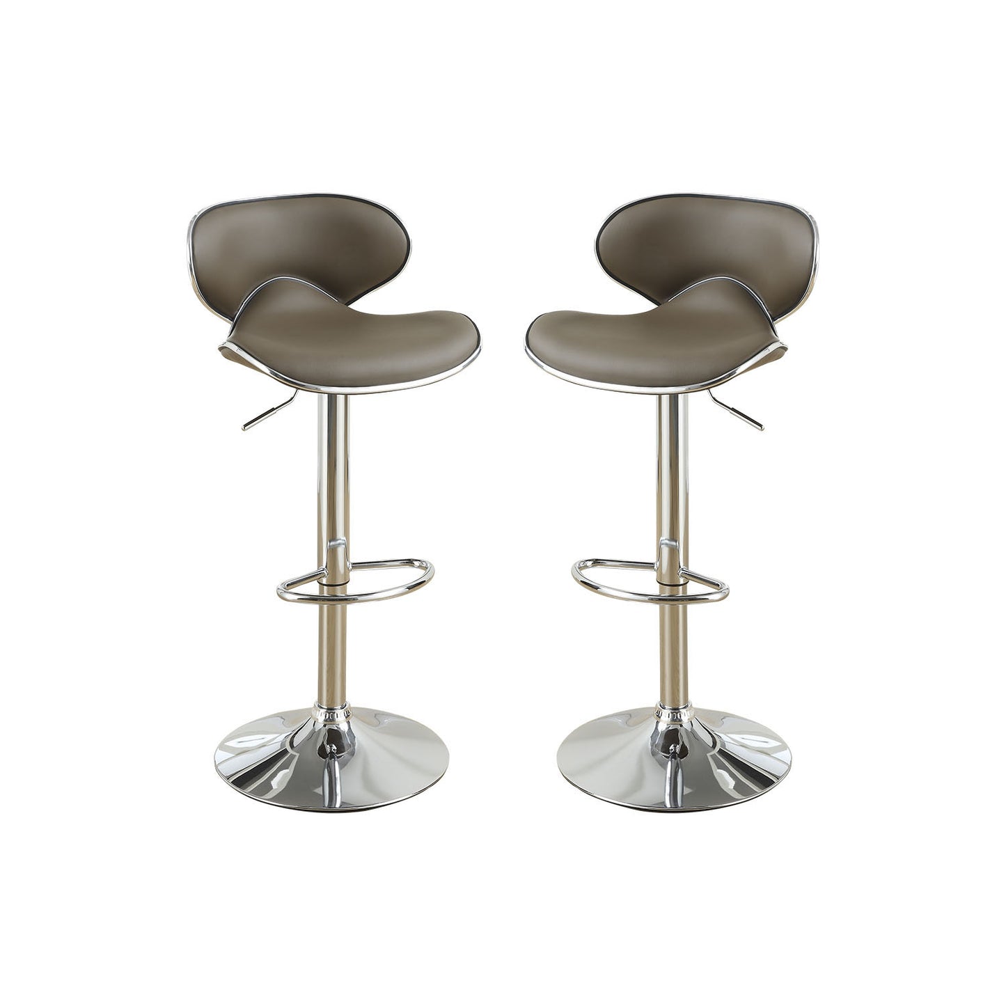 Adjustable Espresso Faux Leather Bar Stools- Set of 2