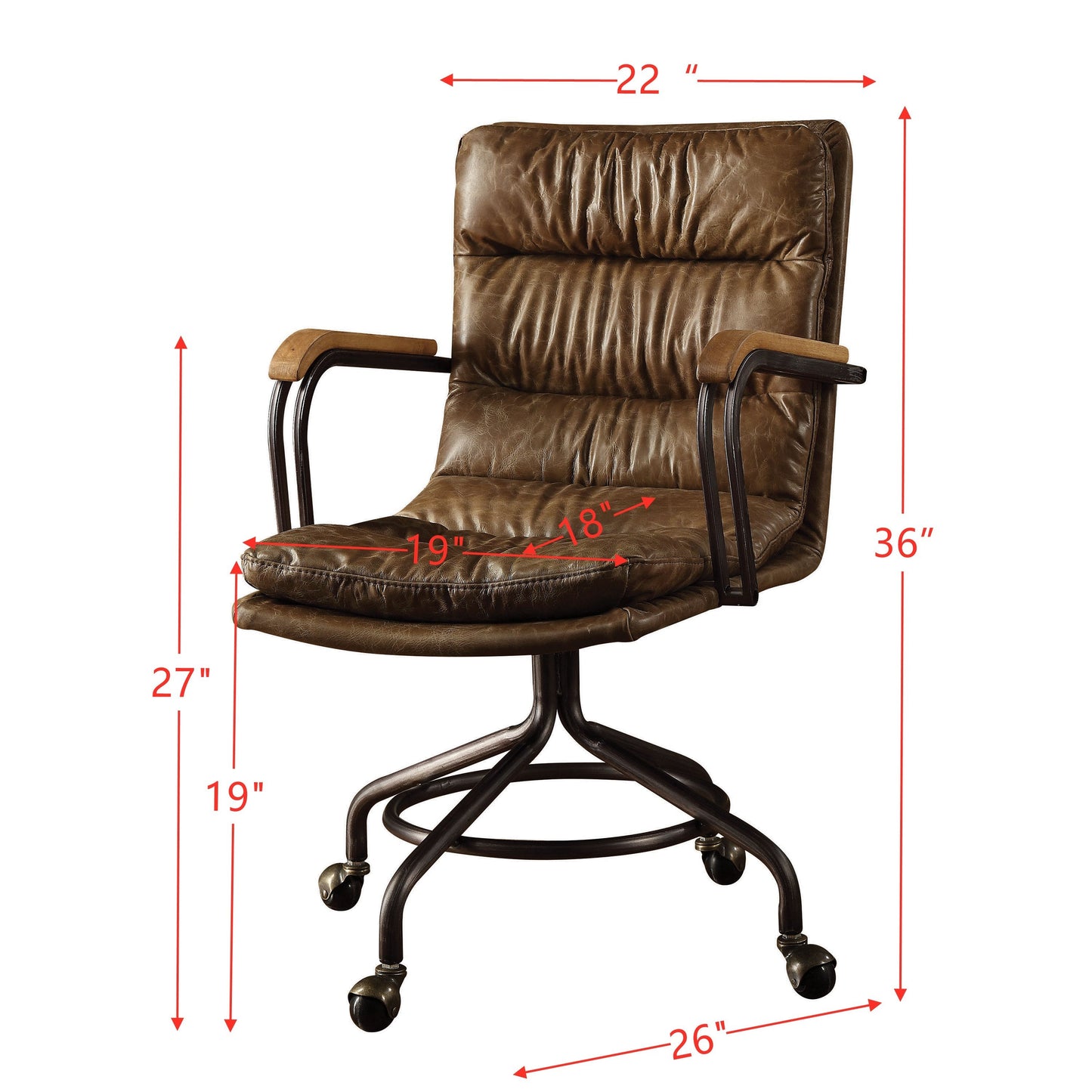 Office Chair in Vintage Whiskey, Top Grain Leather