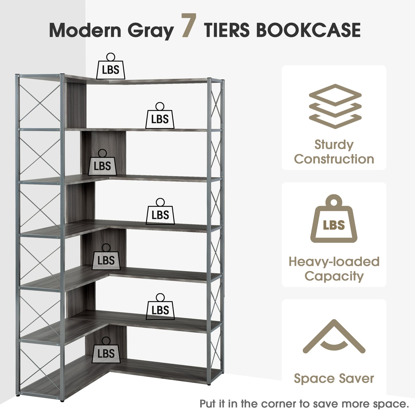 7-Tier Corner Bookcase