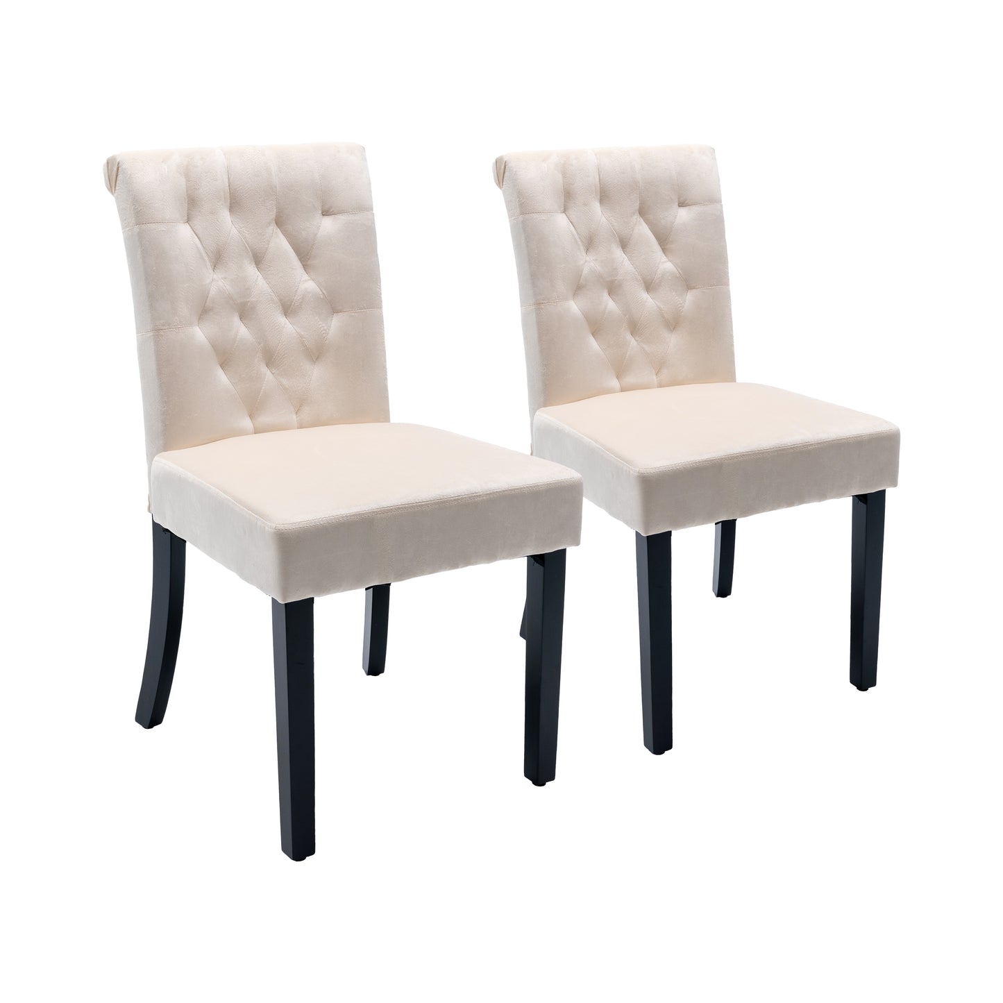 Jace Tufted Heigh Back Beige Velvet Dining Chair (Set of 2)