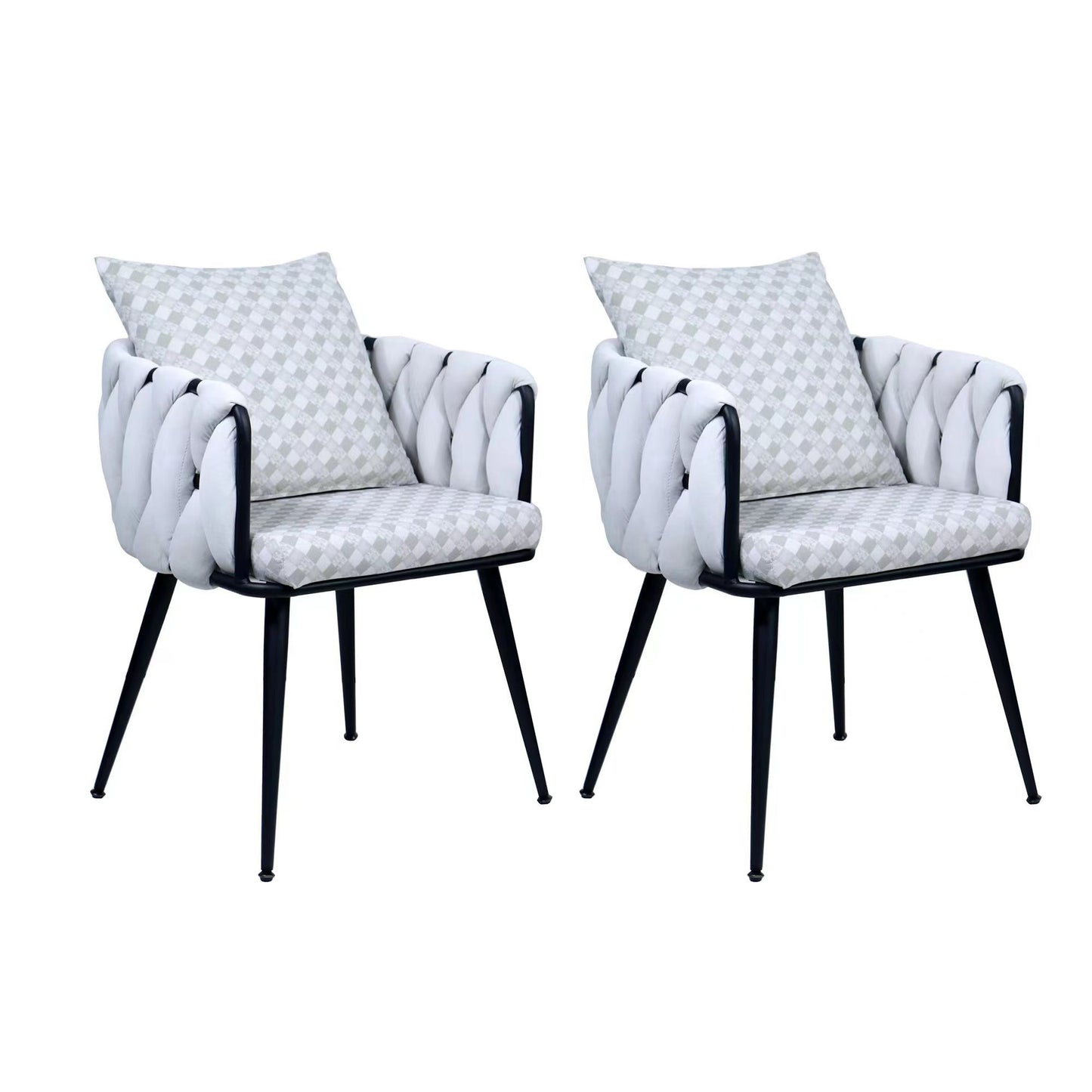 Beige Modern Velvet Dining Chairs Set of 2