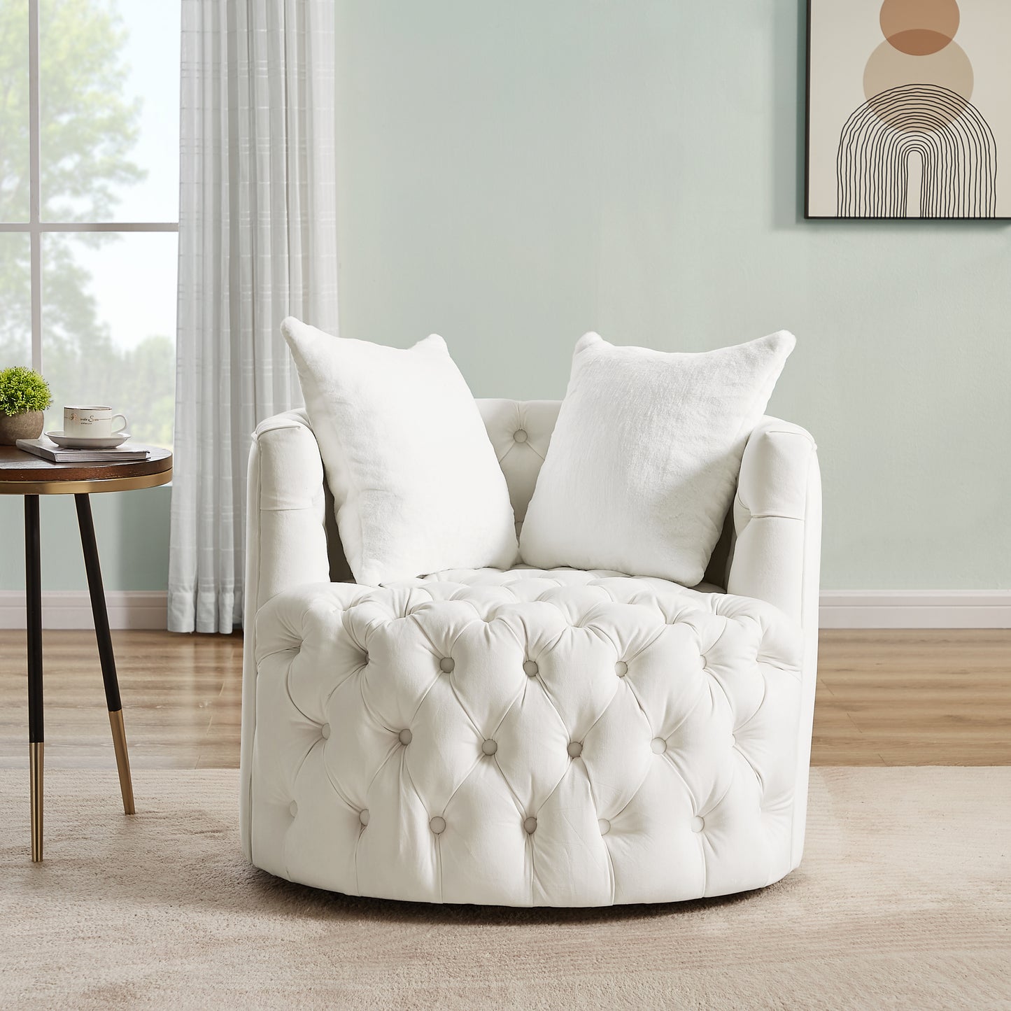 Maxine Modern Swivel Barrel Chair