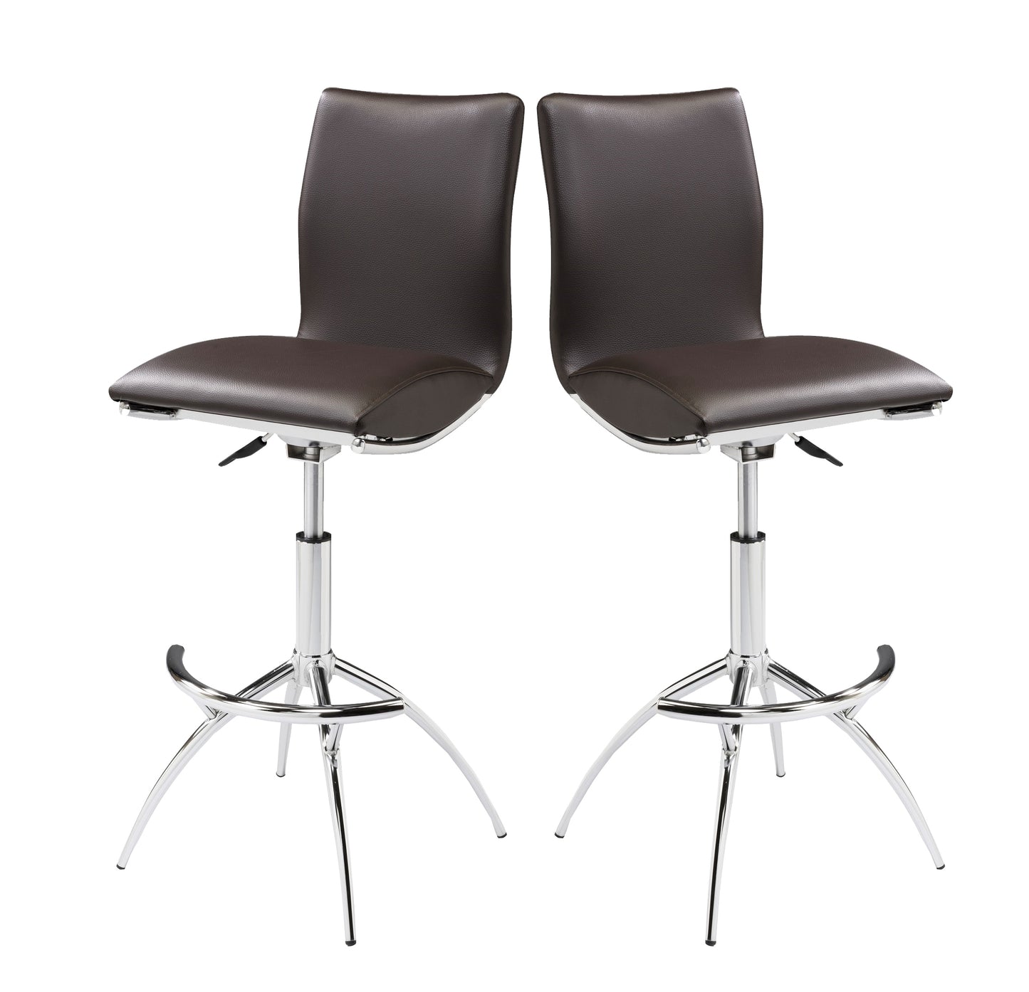 Adjustable Modern Barstool Leatherette Chrome - Brown