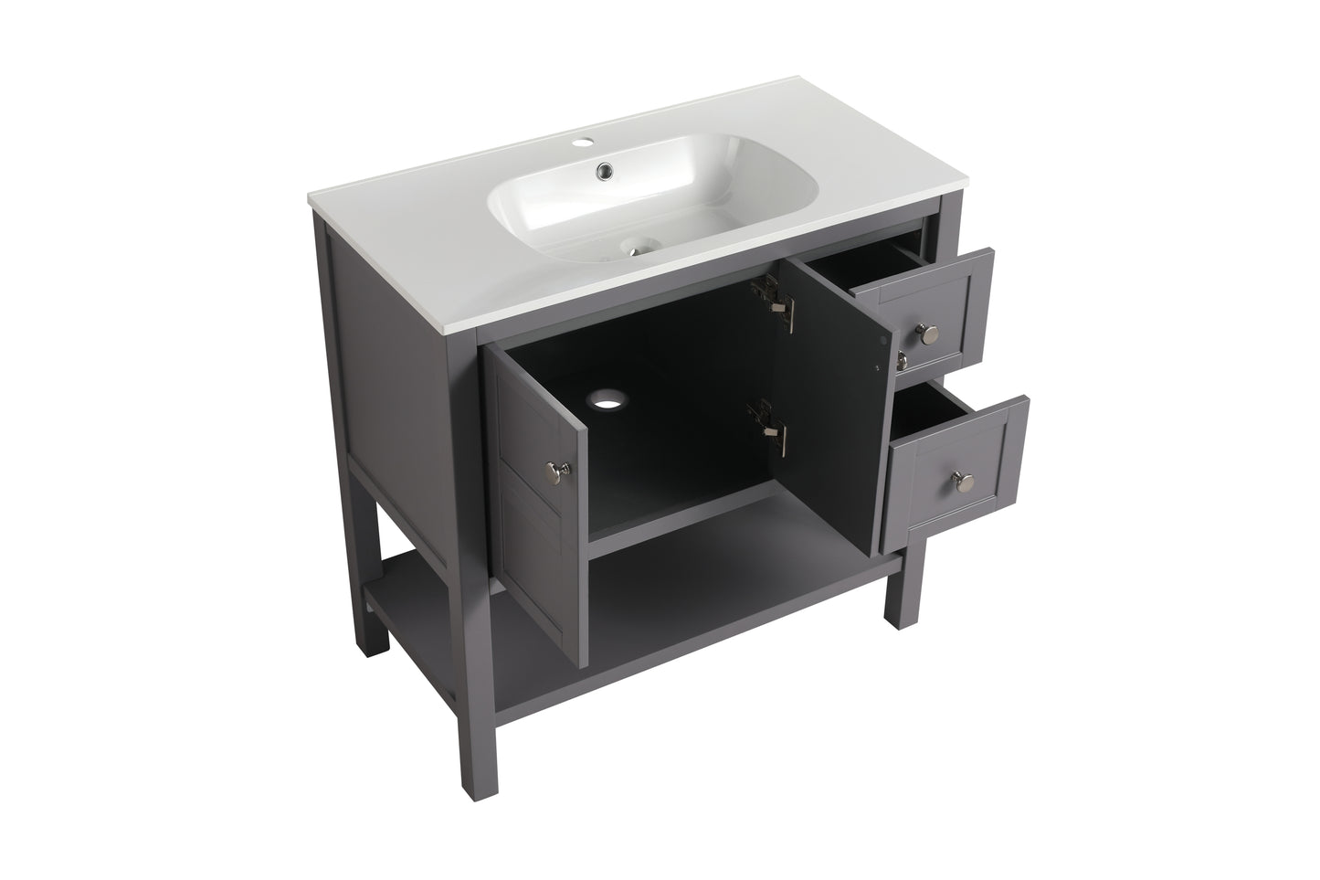 Bathroom Vanity With Soft Close Drawers and Gel Basin, Grey