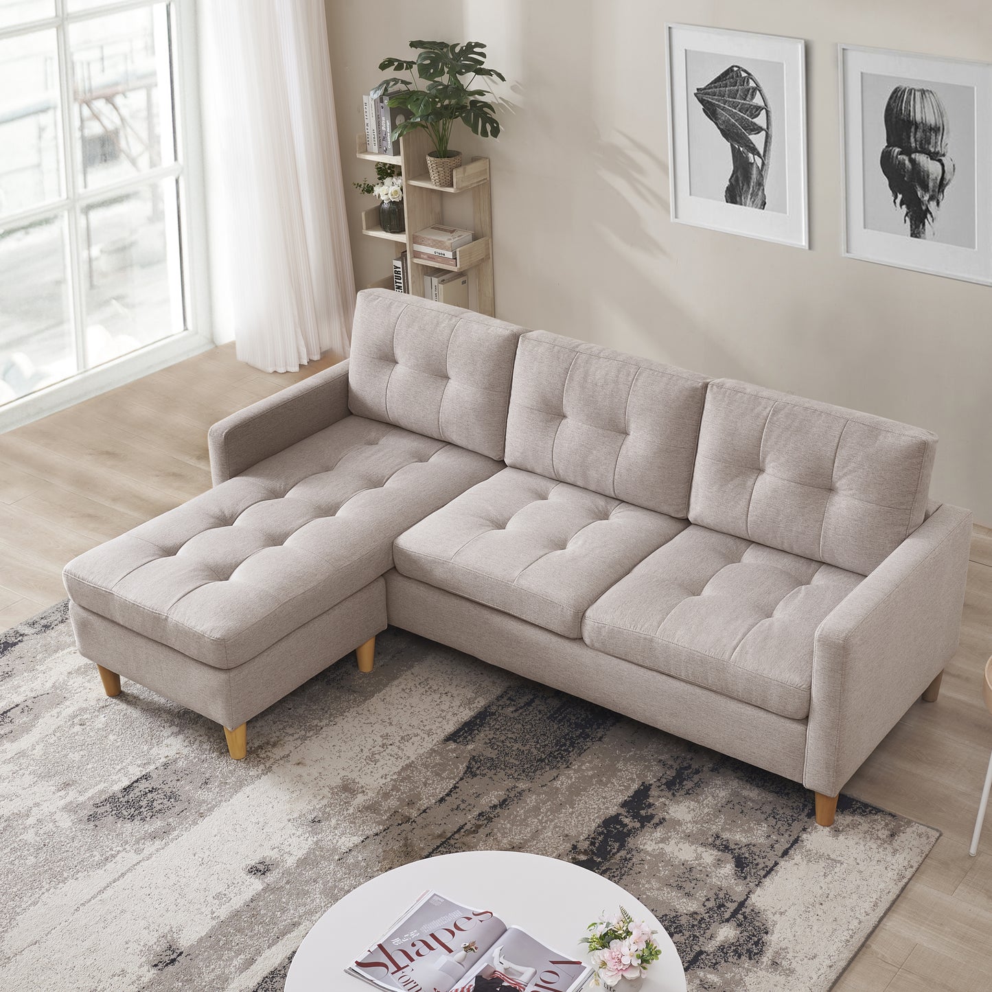 87” Wide Modern Convertible Sectional Sofa