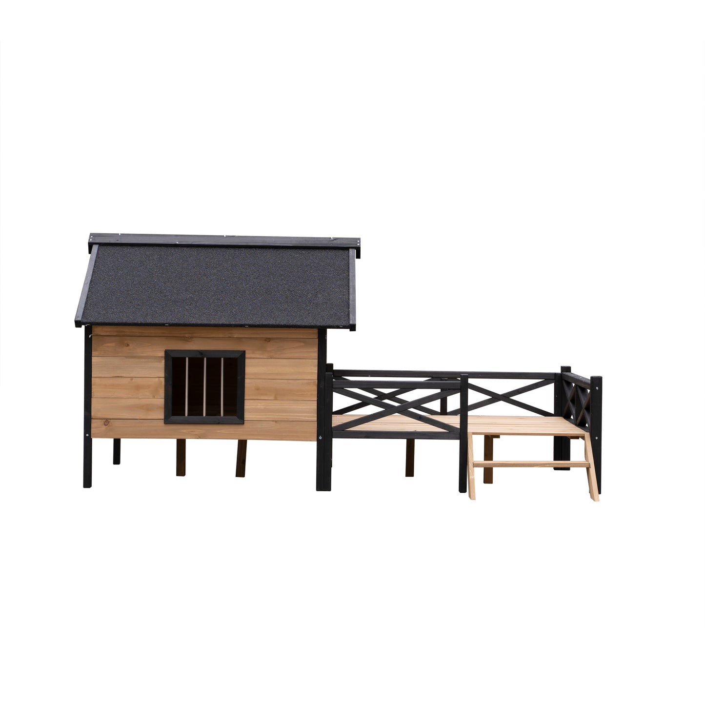 Outdoor Large Wooden Dog House with Porch