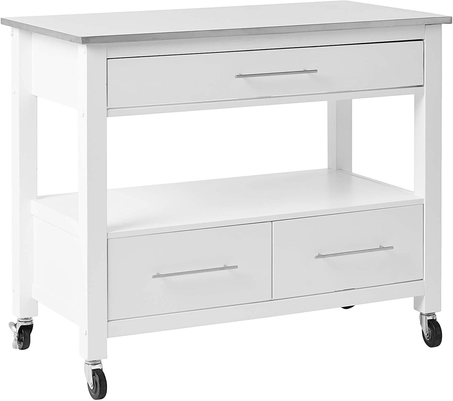 Stainless Steel & White Kitchen Cart