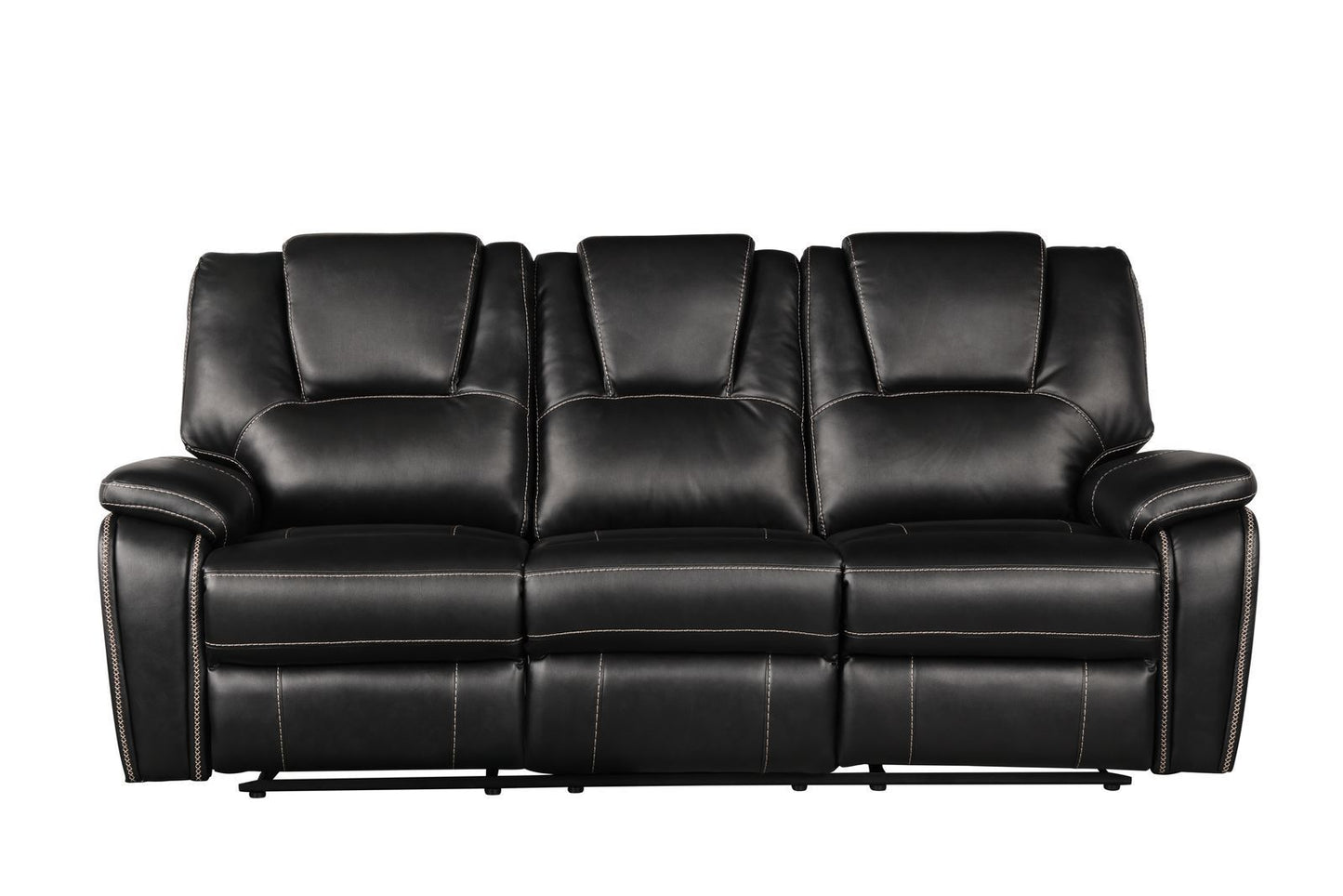 Hong Kong Power Reclining Sofa made with Faux Leather in Black