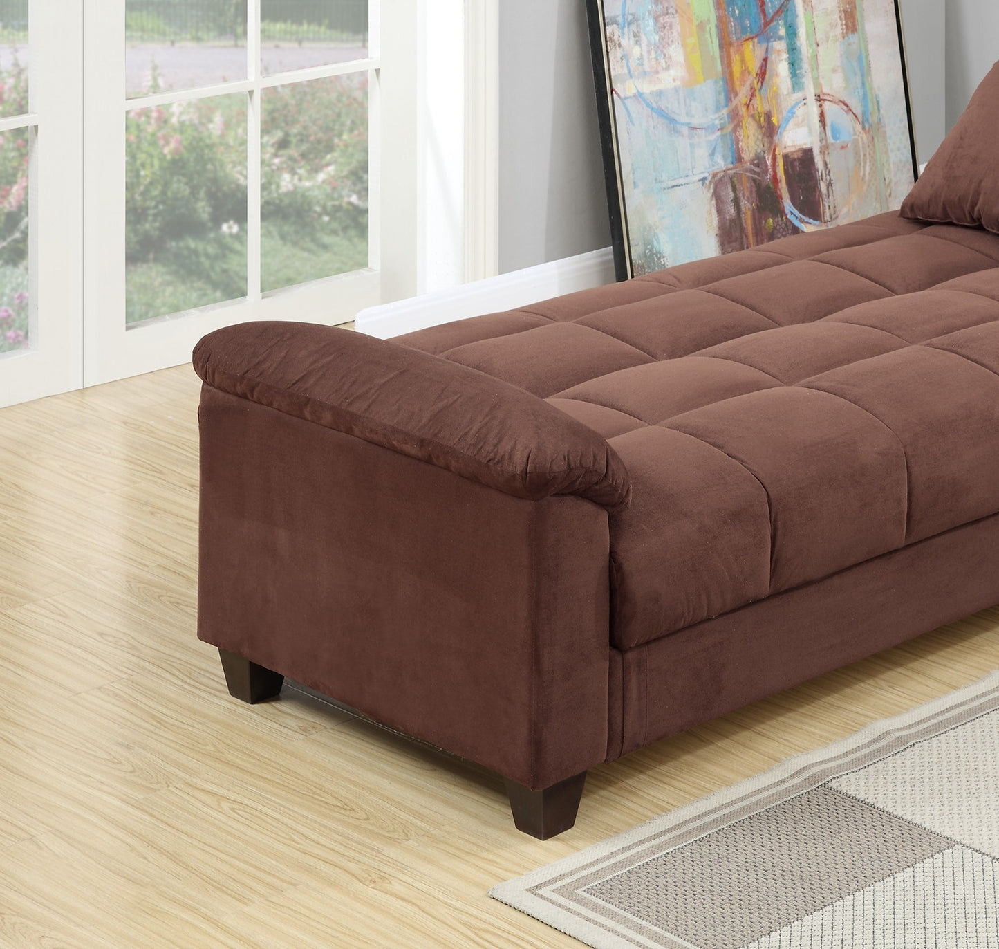 Calley Plush Contemporary Living Room Adjustable Sofa-Chocolate