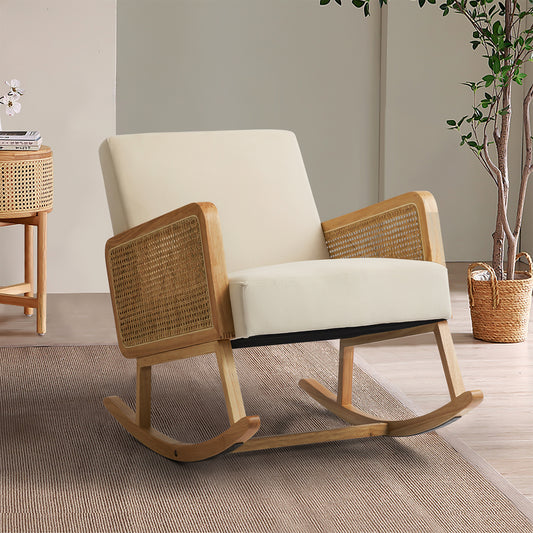 Trachin Rocking Chair with Rattan Arms