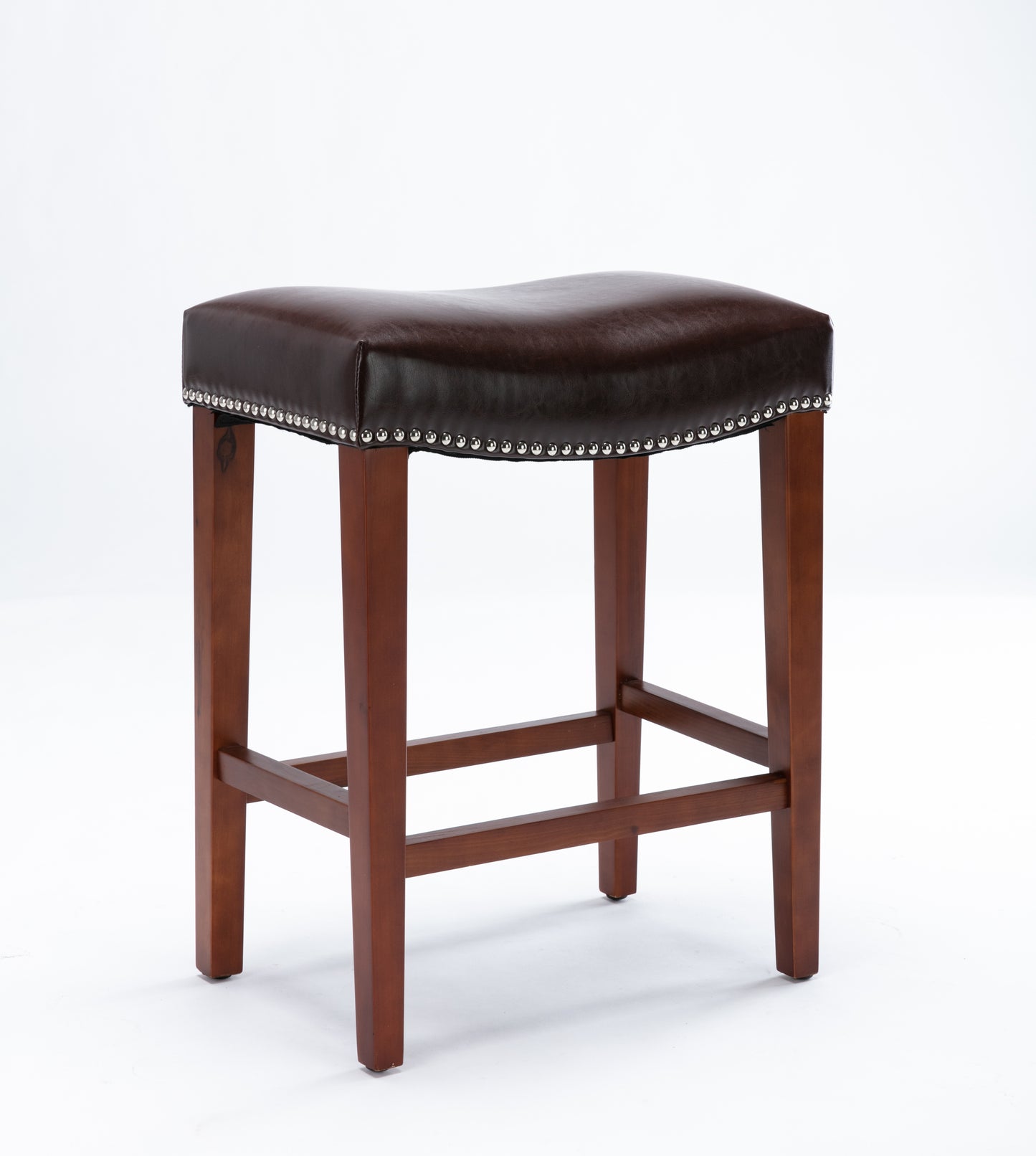 Dark Brown Leather Barstool Set of 2