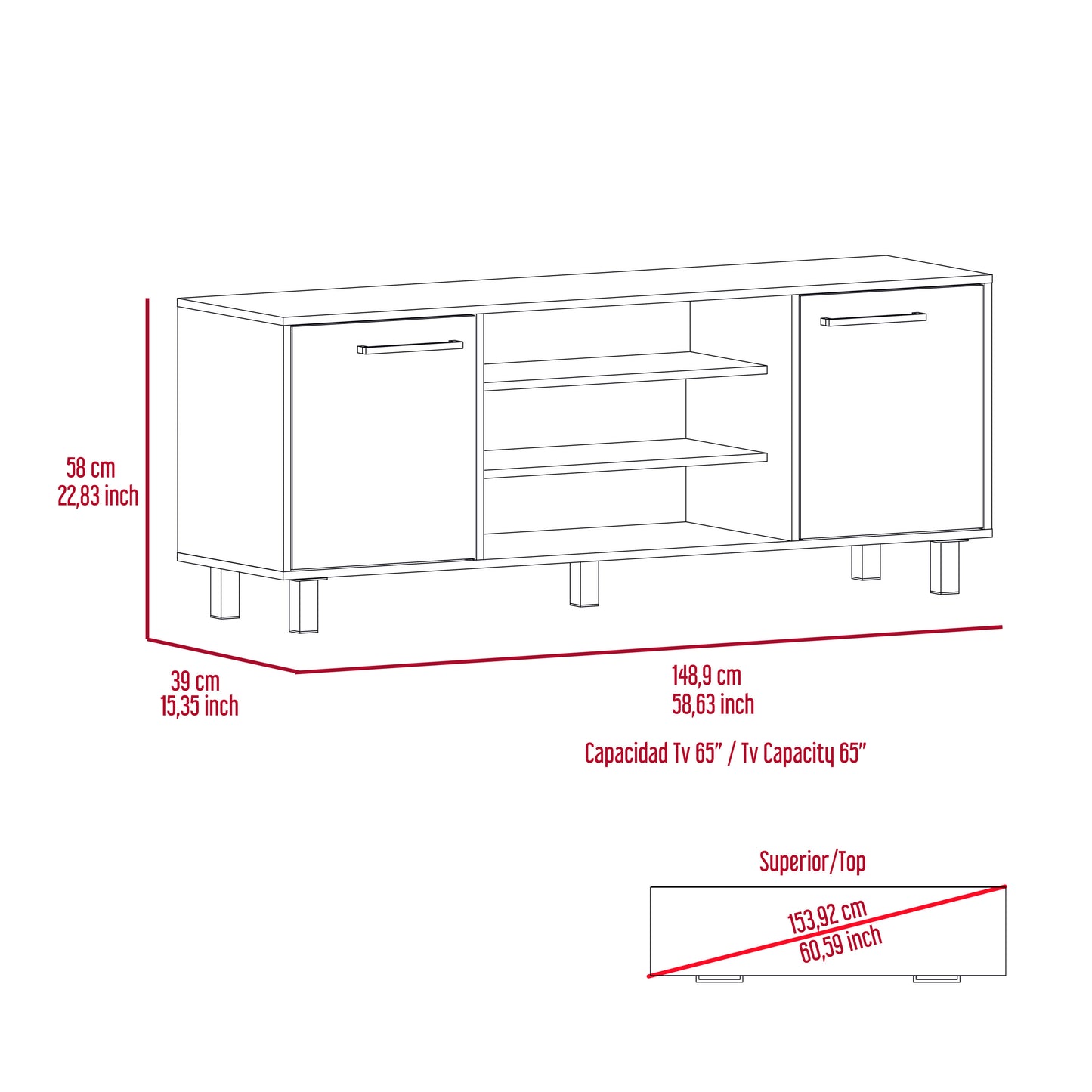 Cannon 3-Shelf 2-Door TV Stand-Espresso