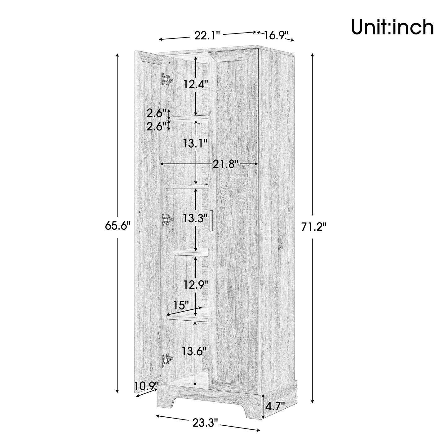 Bathroom Storage Cabinet with Two Doors, White