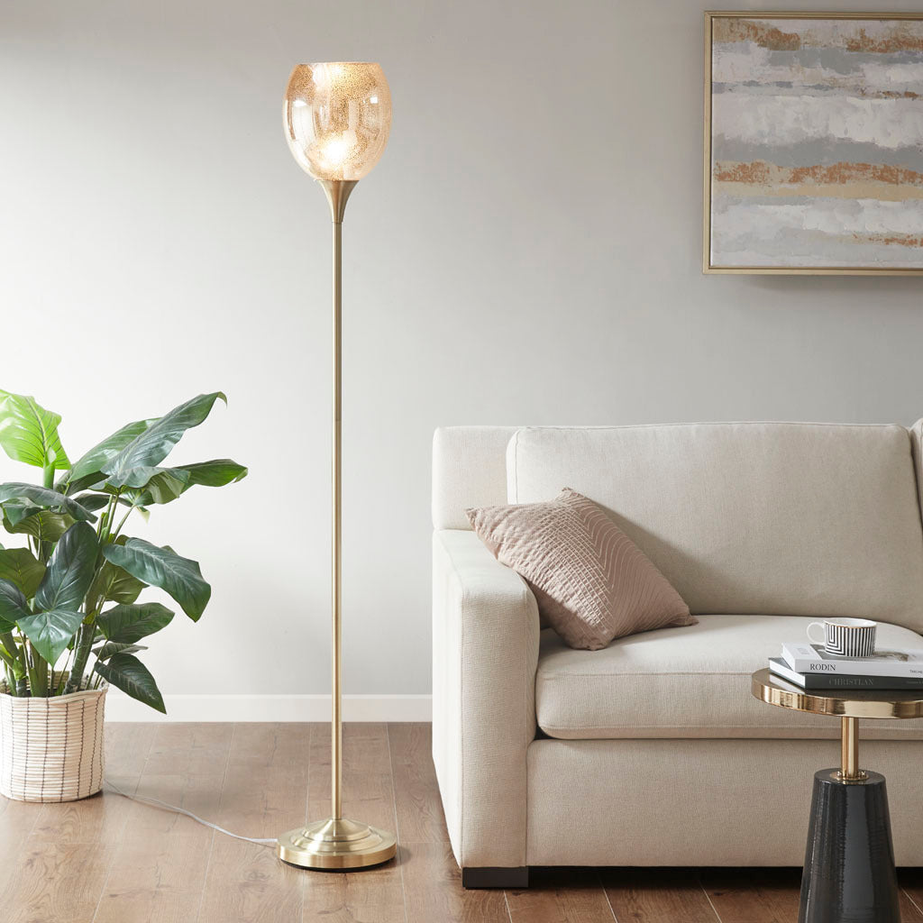 Bellow Uplight Floor Lamp with Mercury Glass Shade