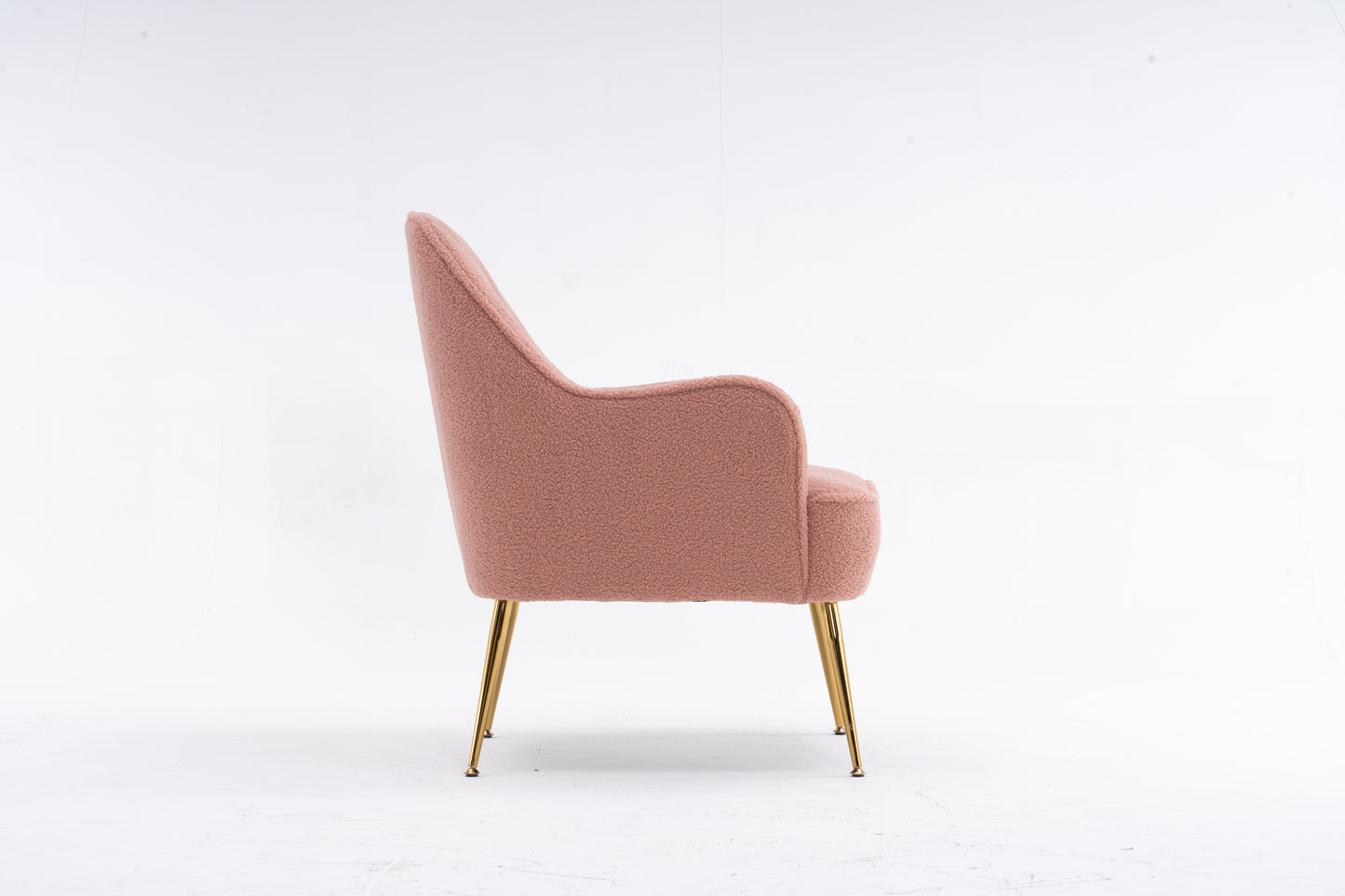 Teddy Fabric Pink Ergonomics Accent Chair