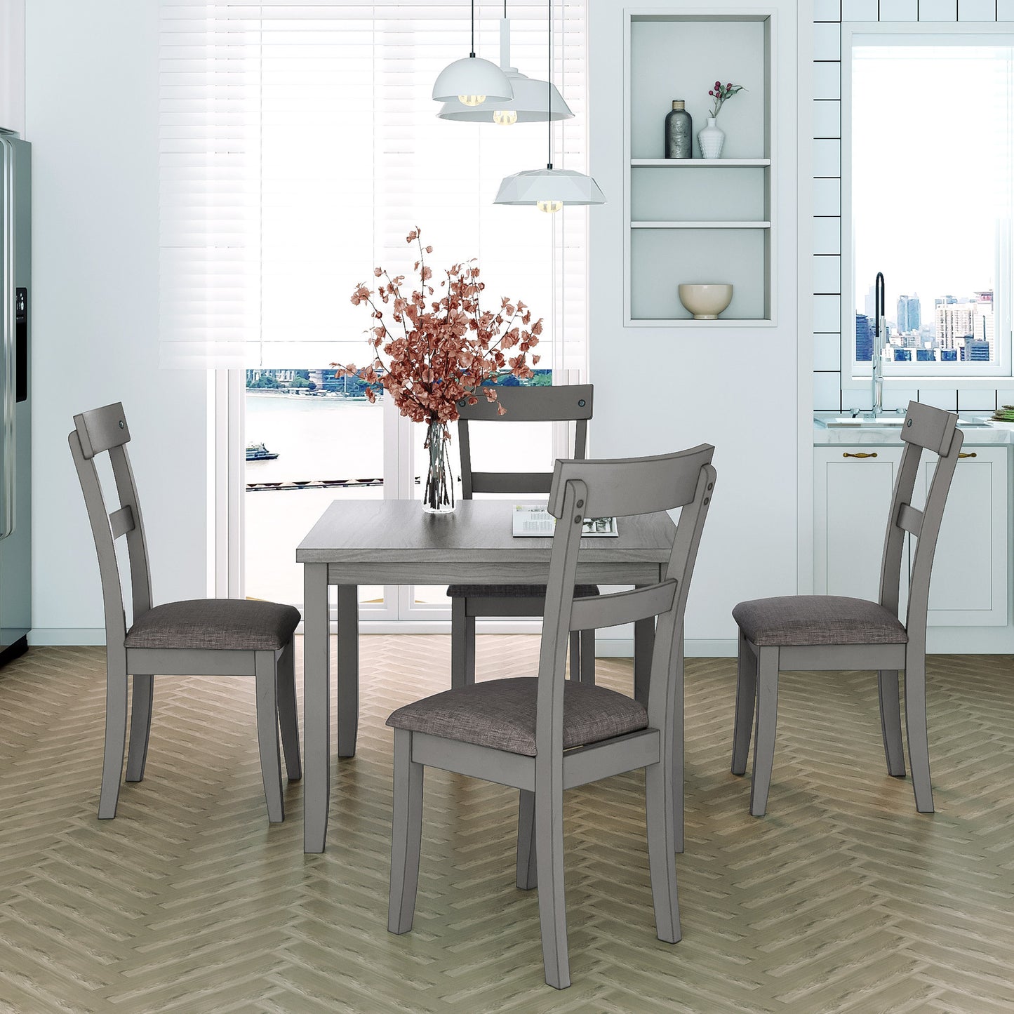 Trex 5 Piece Dining Table Set (Grey)