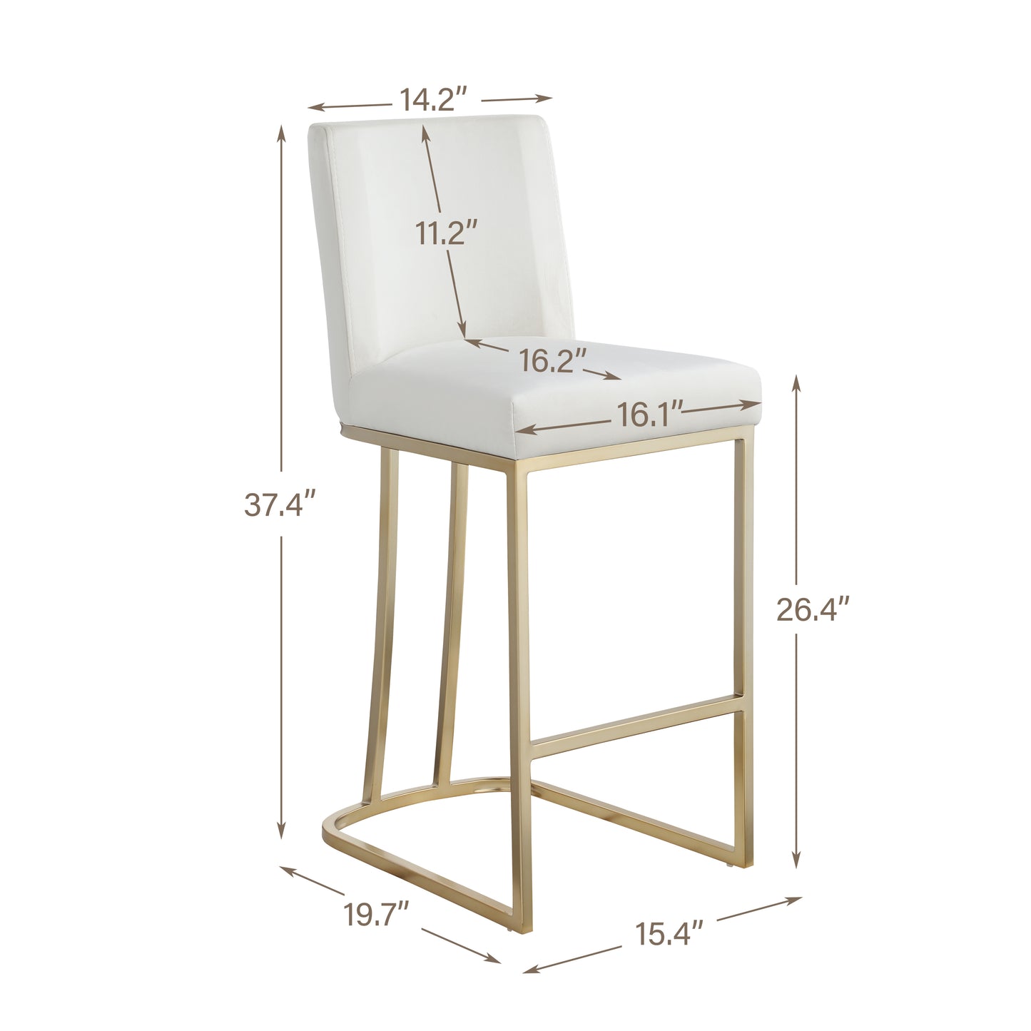 Woker Furniture Bar Stool 26" Set of 2 - Creamy White