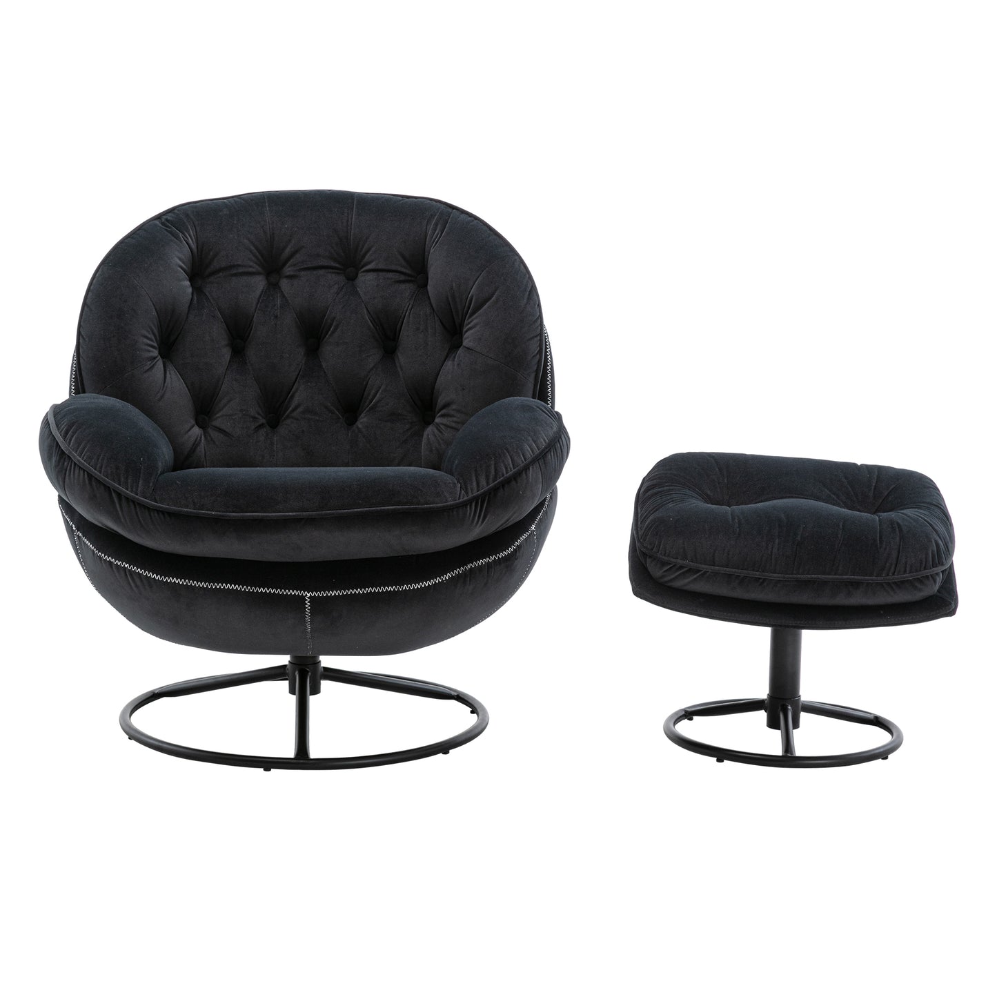 Accent chair TV Chair with Ottoman-BLACK