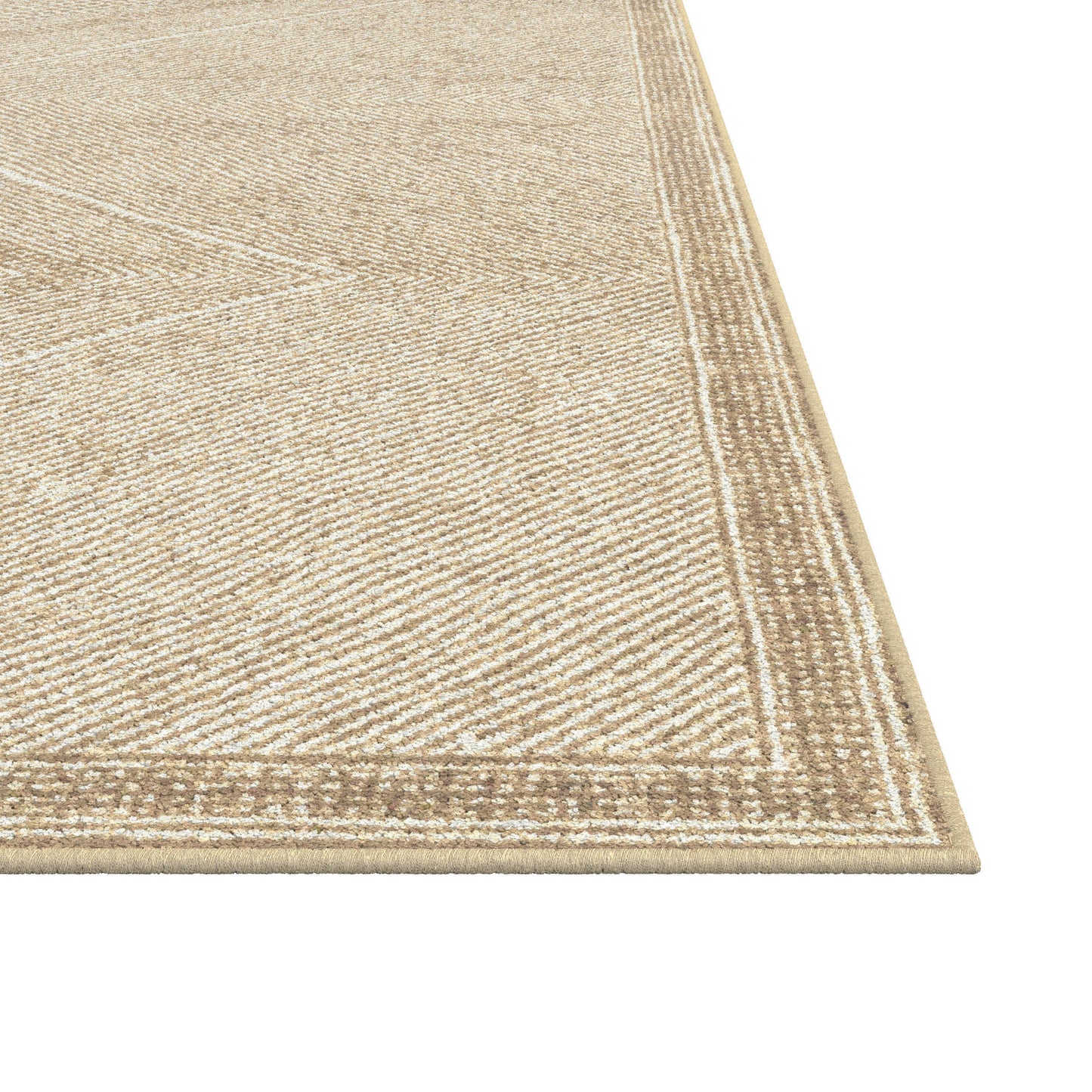 Benzara Beige and White Viscose Area Rug 8x10