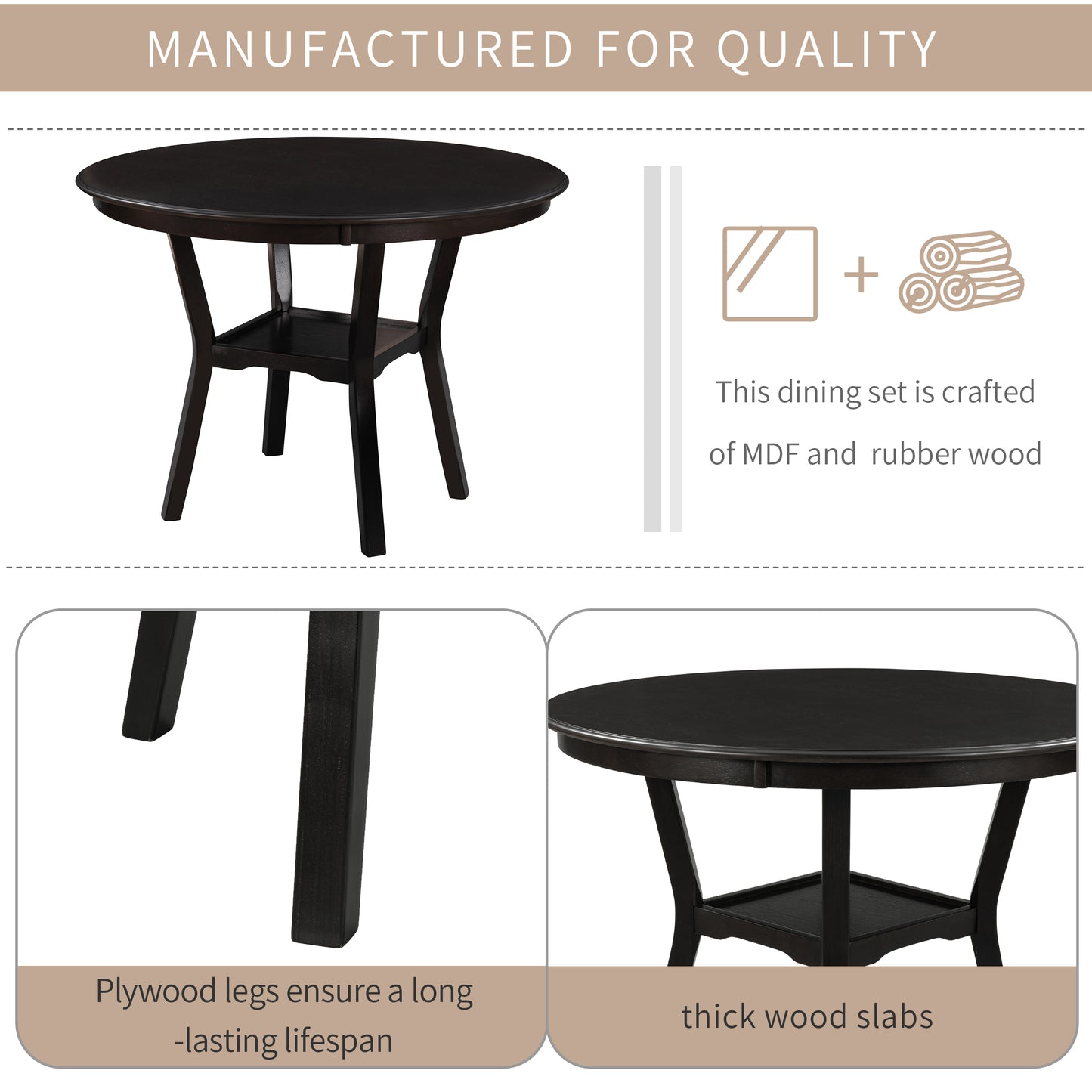 Marta Round 5-Piece Kitchen Dining Table Set