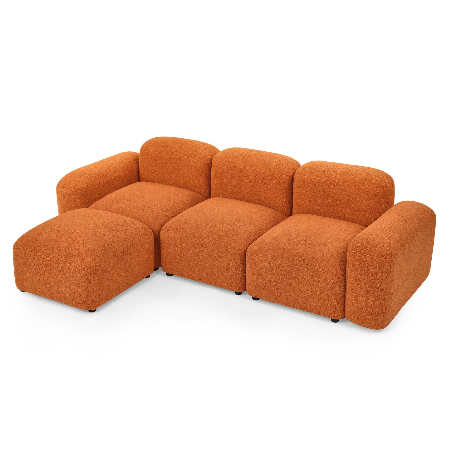 L-Shape Modular Sectional Sofa, Orange.