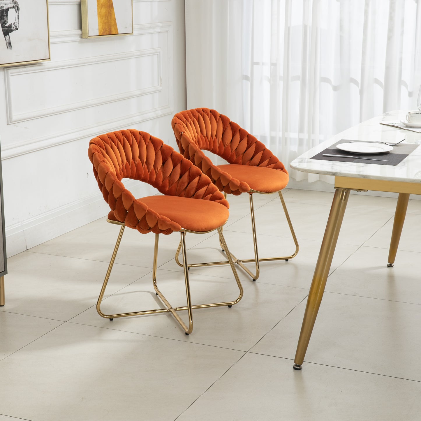 Oxitil Orange Accent Chairs Set of 2