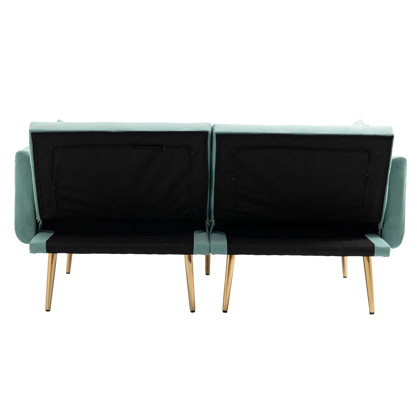 Velvet Accent Sofa with Gold Legs, Light Teal